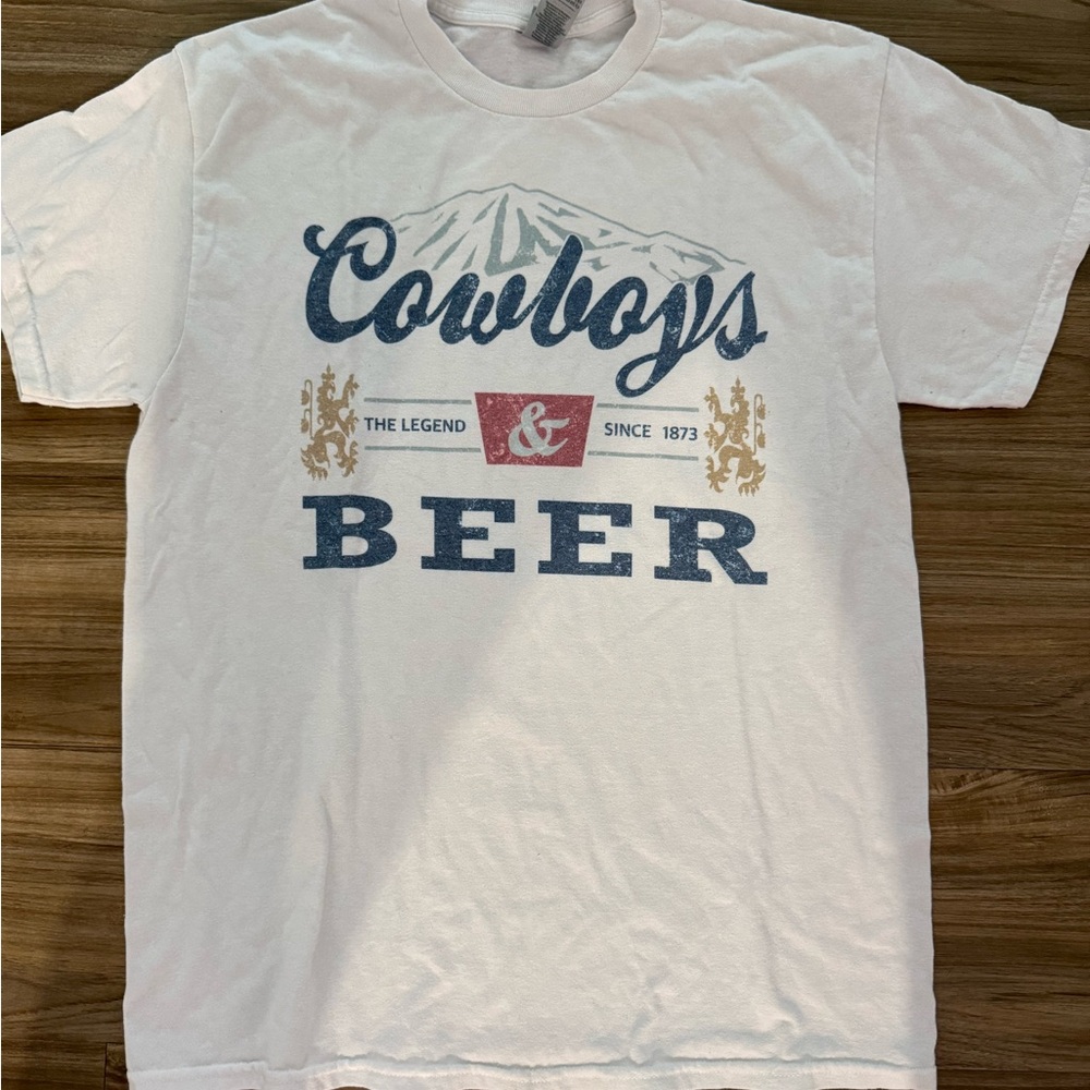 Gildan White Cowboys & Beer Tee